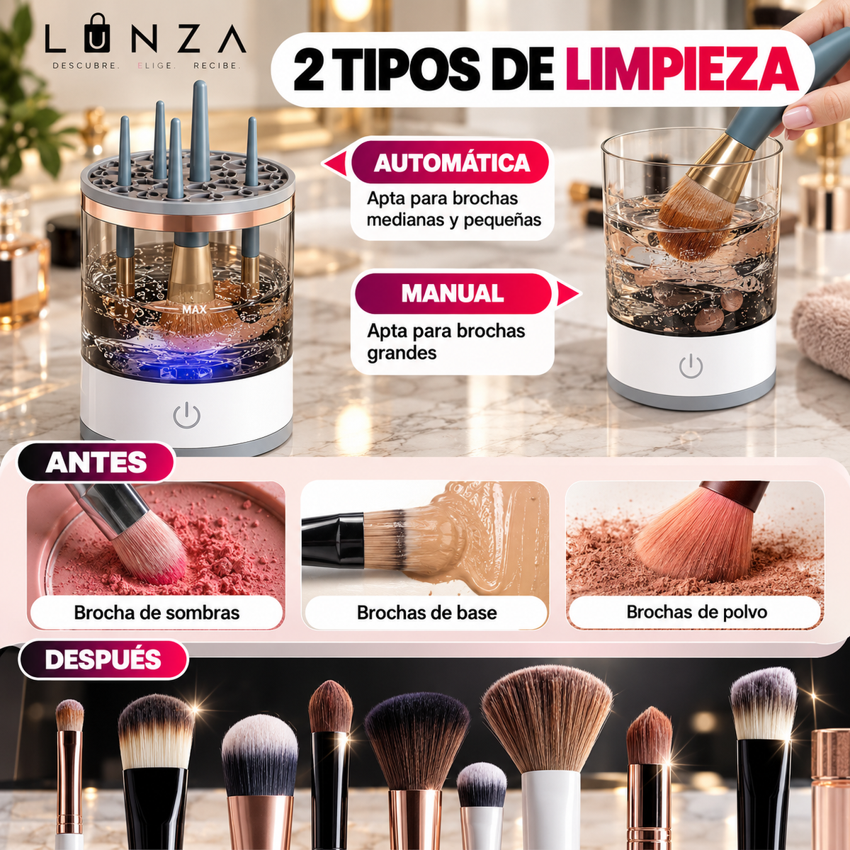 Limpiador Eléctrico de Brochas de Maquillaje