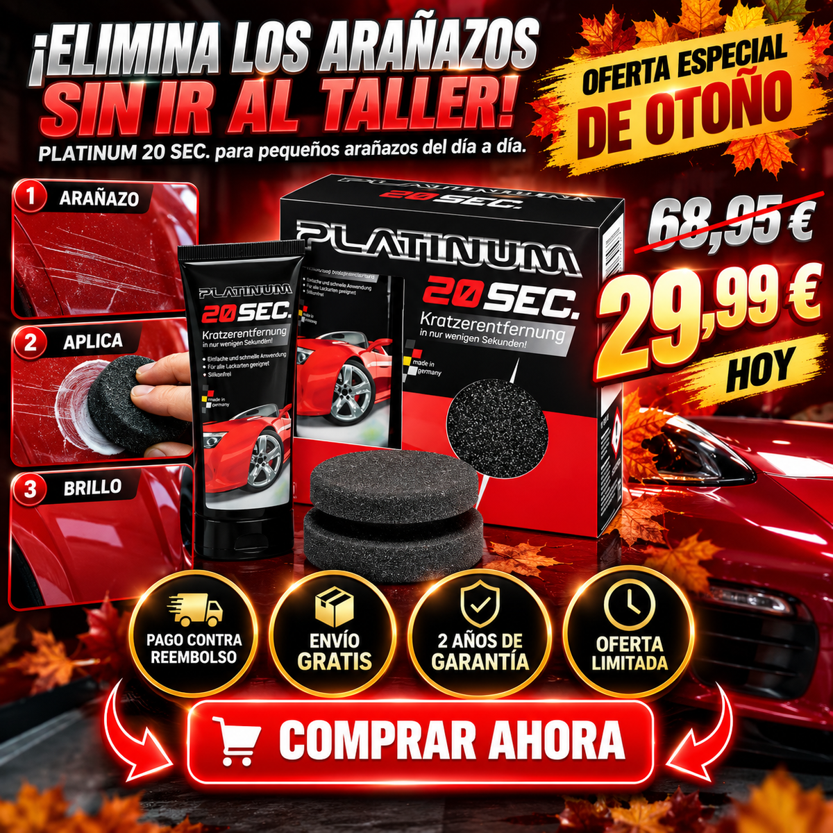 Eliminador profesional de arañazos en 20 seg para coche