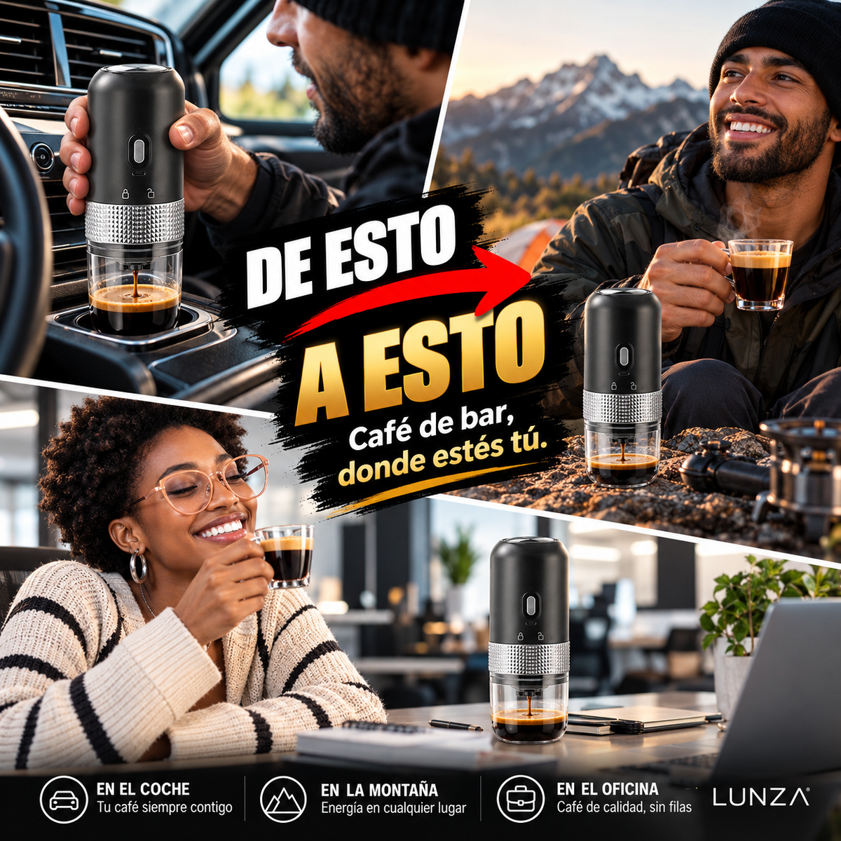 LUNZA NOMAD™ — Cafetera Espresso Portátil Eléctrica