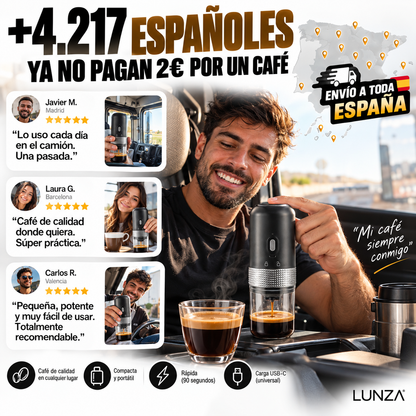 LUNZA NOMAD™ — Cafetera Espresso Portátil Eléctrica