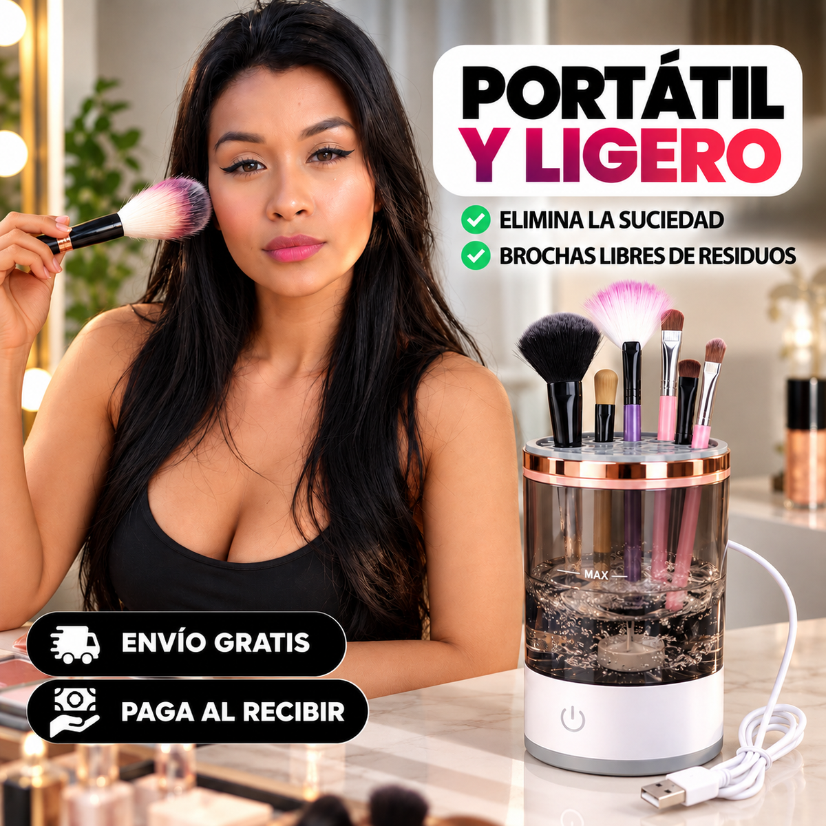 Limpiador Eléctrico de Brochas de Maquillaje
