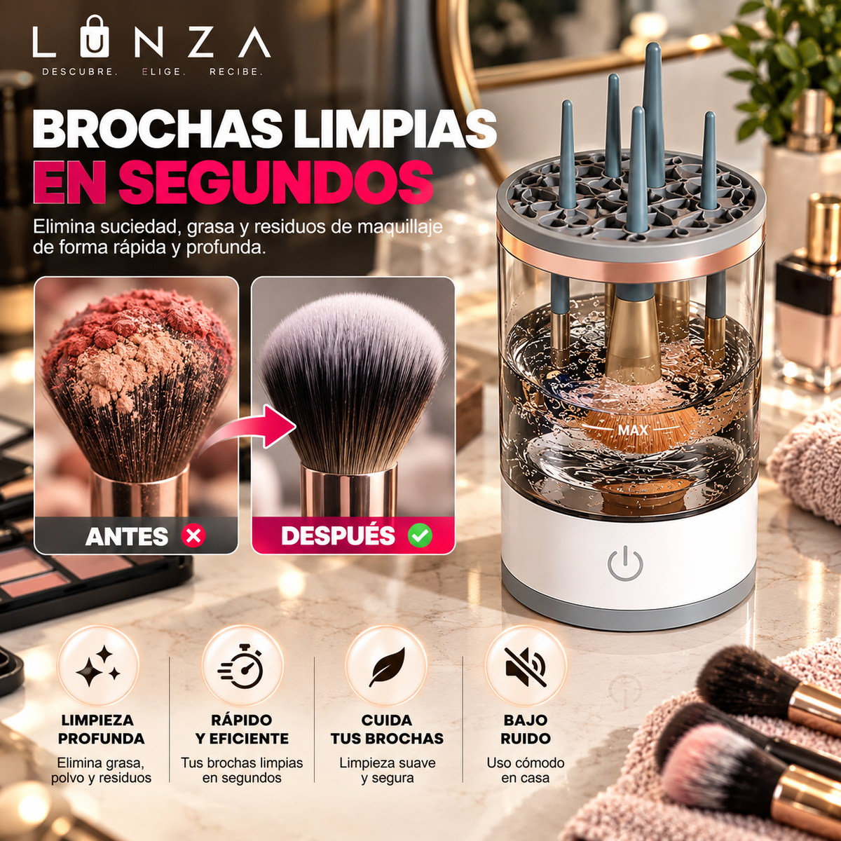 Limpiador Eléctrico de Brochas de Maquillaje