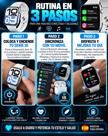 Smartwatch Serie 10 + Auriculares Inalámbricos Gratis