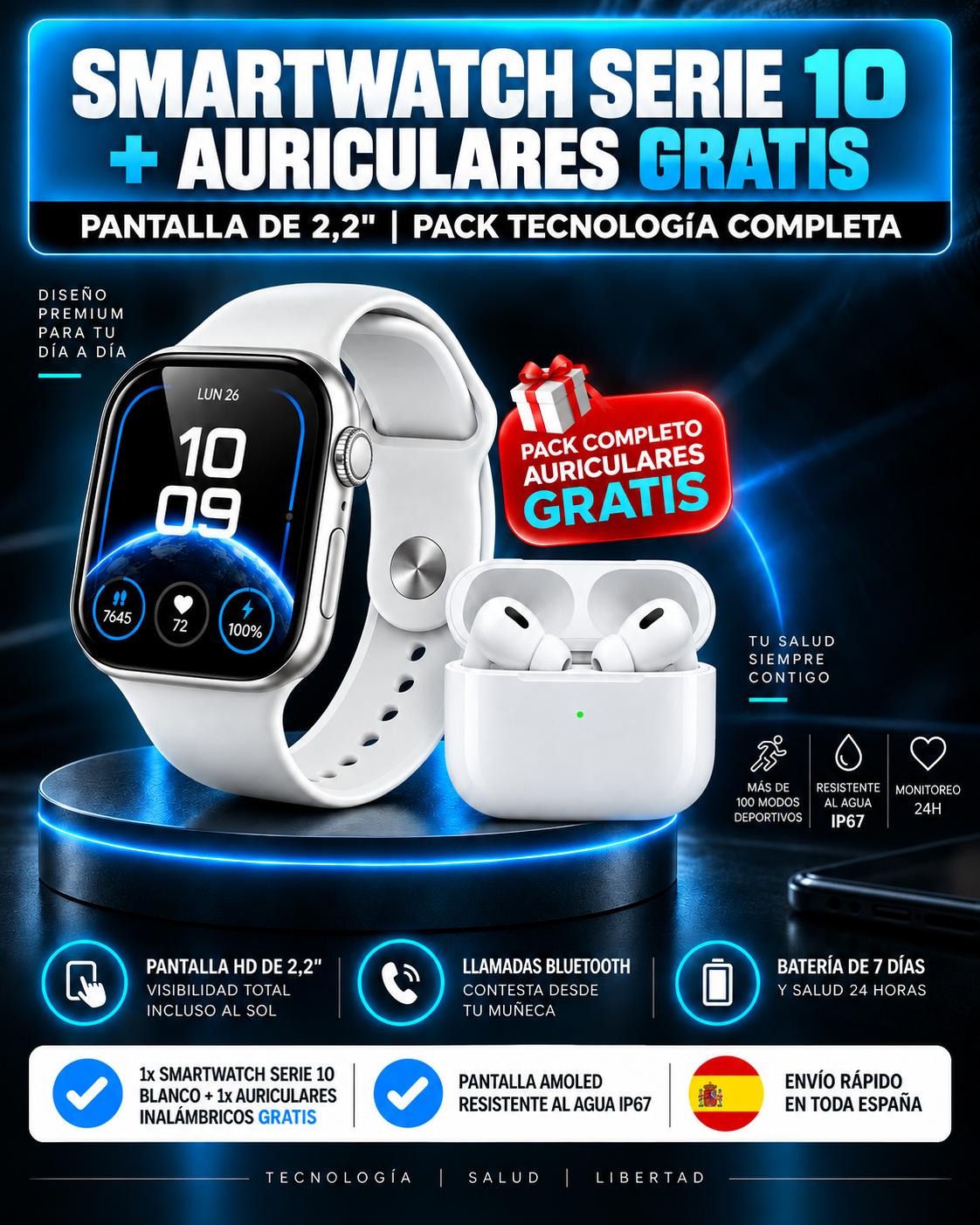 Smartwatch Serie 10 + Auriculares Inalámbricos Gratis