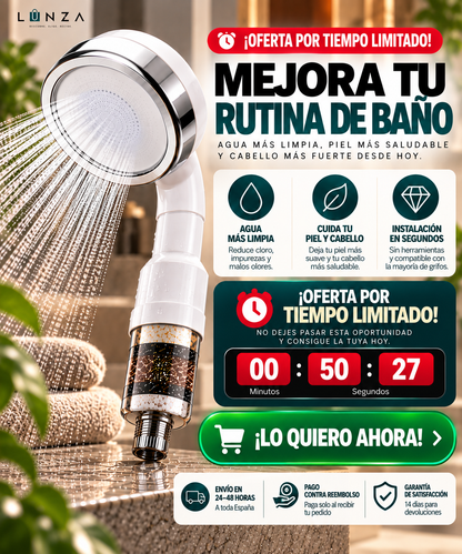 AquaPure™ — Alcachofa de Ducha con Doble Filtro