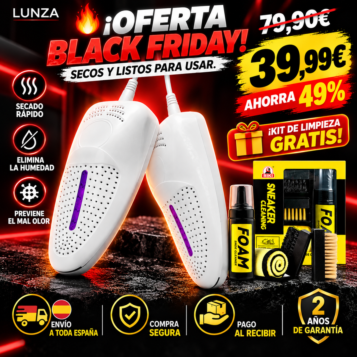 LUNZA DRY™ + Kit Limpiador de Zapatillas Gratis – Secado y Limpieza Total