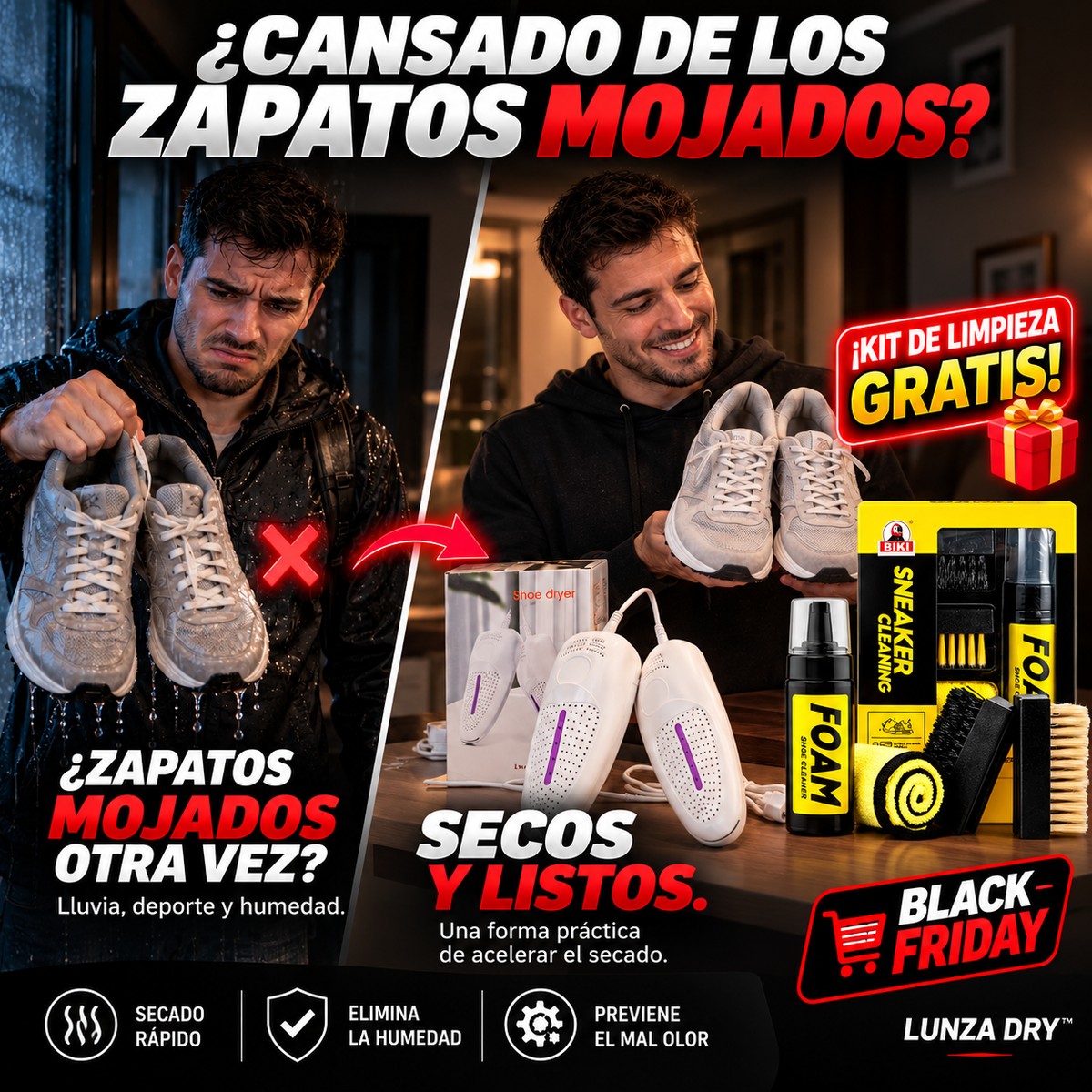 LUNZA DRY™ + Kit Limpiador de Zapatillas Gratis – Secado y Limpieza Total