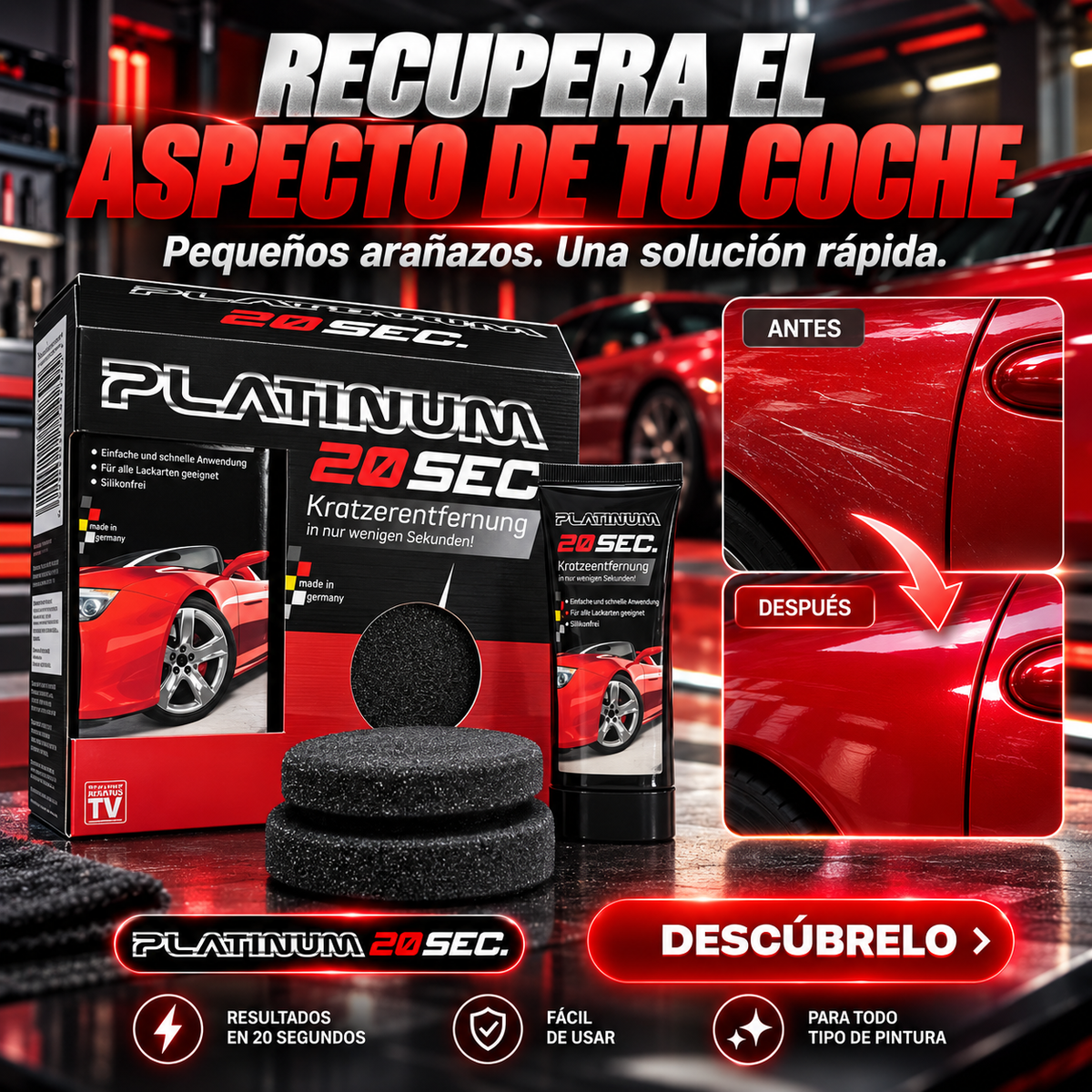 Eliminador profesional de arañazos en 20 seg para coche